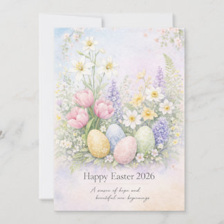 Frohe Ostern Pastell Blumenkarte Frühling Botanisc Feiertagskarte