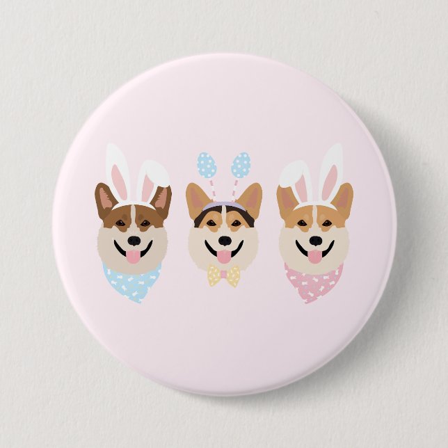 Frohe Ostern Pembroke Welsh Corgi Hunde Button (Vorderseite)