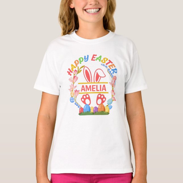 Frohe Ostern Personalisiert  T-Shirt (Vorderseite)