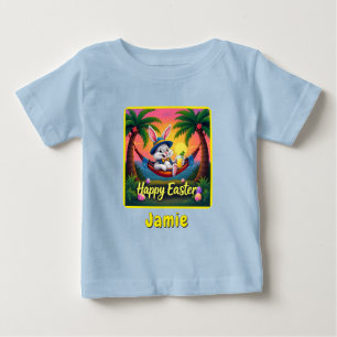 Frohe Ostern Persönlicher Name Baby T-shirt