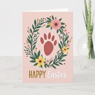 Frohe Ostern Pfotenabdruck-Karte Karte