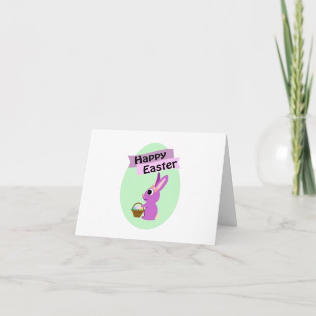 Frohe Ostern! Pink Bunny Feiertagskarte (Vorderseite)