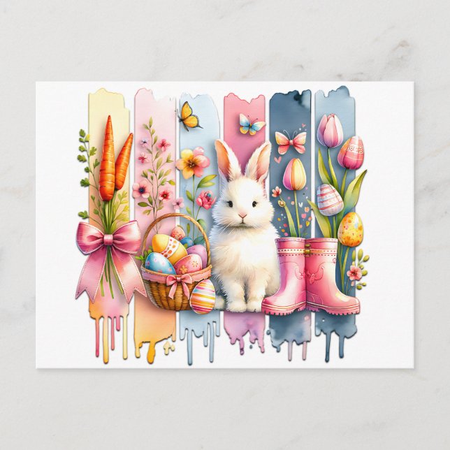 Frohe Ostern Pinselstrich  Postkarte (Vorderseite)
