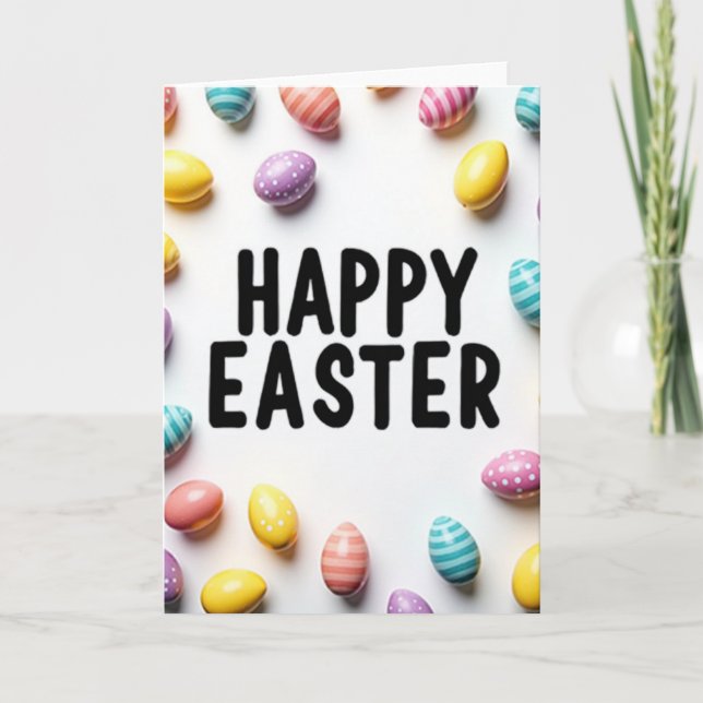 Frohe Ostern Polka Dot Ei Karte (Vorderseite)