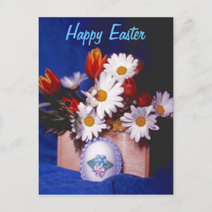 Frohe Ostern PostCard~Daisies & Tulips Feiertagspostkarte