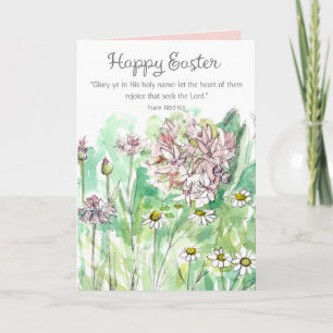 Frohe Ostern Psalm 105 Schrift Rosa Blumen Karte