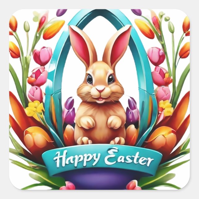 Frohe Ostern Quadratischer Aufkleber (Vorderseite)