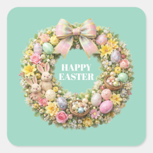 FROHE OSTERN QUADRATISCHER AUFKLEBER