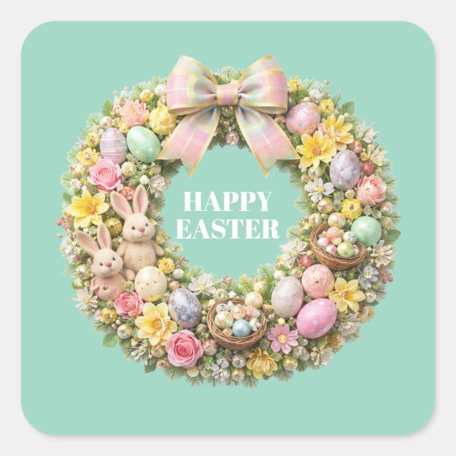 FROHE OSTERN QUADRATISCHER AUFKLEBER (Vorderseite)