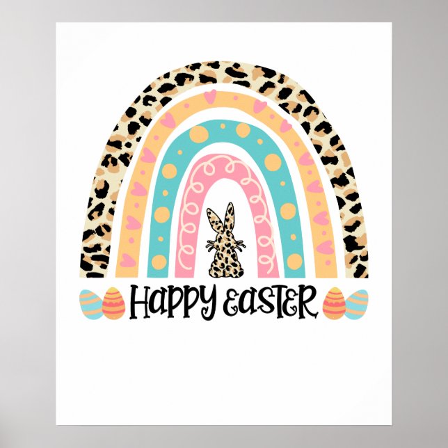 frohe Ostern Regenbogen, retro, vintage Poster (Vorne)