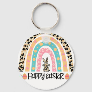 Frohe Ostern Regenbogen, Retro, Vintage Schlüsselanhänger