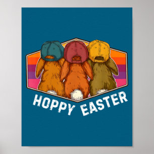 Frohe Ostern Retro-Sonnenuntergang Osterhase Squad Poster