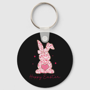 Frohe Ostern Rosa Floral Chinoiserie Hase Mädchen Schlüsselanhänger