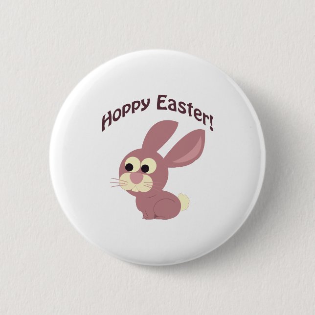 Frohe Ostern Rosa Hase Button (Vorderseite)