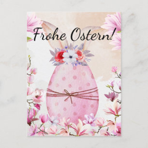 Frohe Ostern rosa Osterei Postkarte