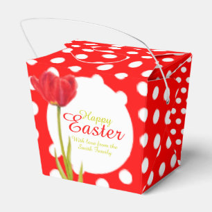 Frohe Ostern rote Tulpen-Pünktchen-Geschenkbox Geschenkschachtel