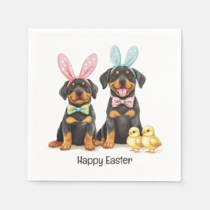 Frohe Ostern Rottweiler Hunde Hasenohren Serviette