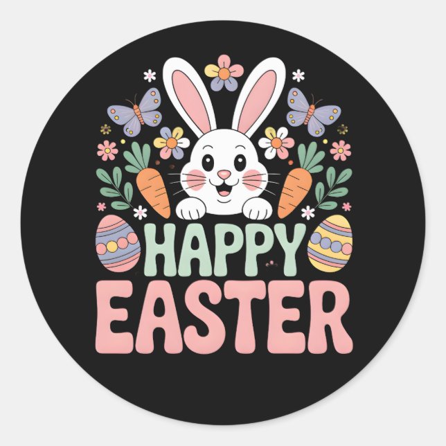 FROHE OSTERN RUNDER AUFKLEBER (Vorderseite)