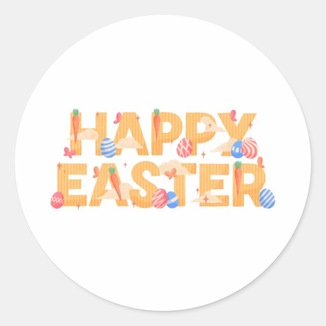 Frohe Ostern Runder Aufkleber (Vorderseite)