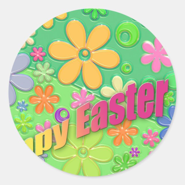 Frohe Ostern Runder Aufkleber (Vorderseite)