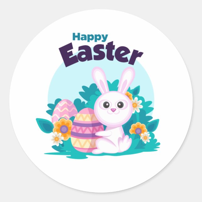 Frohe Ostern Runder Aufkleber (Vorderseite)