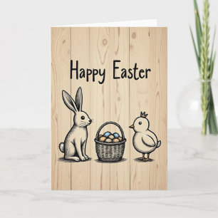 Frohe Ostern Rustikale Holzkarte Karte
