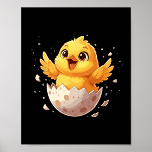 Frohe Ostern Schlüpfendes Küken Süßes Frühlings-Ei Poster