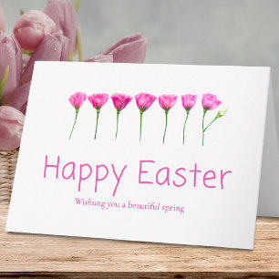 Frohe Ostern Schöne Frühlingsrosafarbene Blumen Feiertagskarte