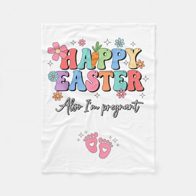 Frohe Ostern Schwangerschaftsankündigung Neue Mutt Fleecedecke (Vorderseite)