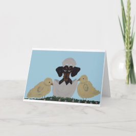 Frohe Ostern Schwarz & Tan Dachshund im Ei Karte