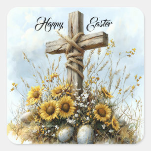 Frohe Ostern Segnungen Quadratischer Aufkleber