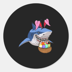 Frohe Ostern Shark Bunny Mit Osterkorb Jungen G Runder Aufkleber