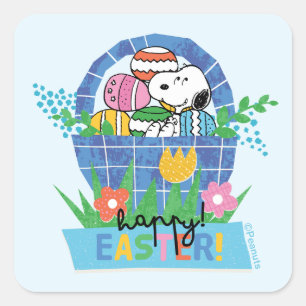 Frohe Ostern Snoopy Quadratischer Aufkleber