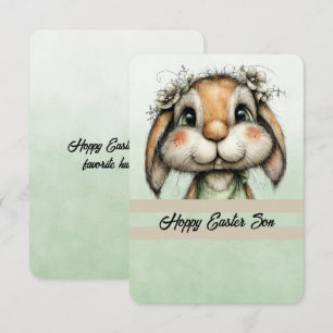 Frohe Ostern Sohn Bunny Kopf Mitteilungskarte
