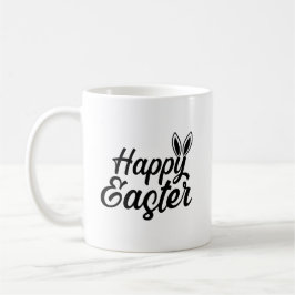 Frohe Ostern, sonnige Ohren auf schwarzem Text Kaffeetasse