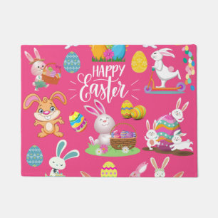Frohe Ostern, sonnige Wünsche und farbenfrohe Eier Fußmatte