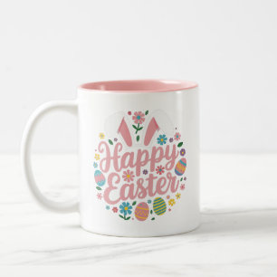 Frohe Ostern Sprüche Ei Hase Zweifarbige Tasse