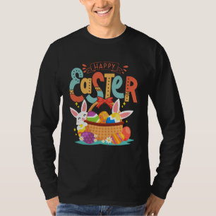 Frohe Ostern Süße Bunte Hase Kaninchen Eier Jagd T-Shirt
