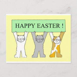 Frohe Ostern Süße Cartoon-Katzen Feiertagspostkarte