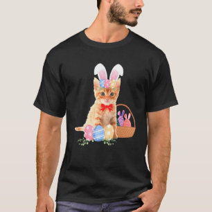 Frohe Ostern Süße Hase Katze Eier Korb Männer Frau T-Shirt