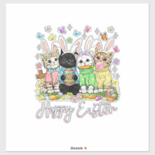 Frohe Ostern Süße Katzenliebhaber Hase Ostertag Fr Aufkleber