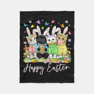 Frohe Ostern süße Katzenliebhaber-Hasen-Ostertag F Fleecedecke
