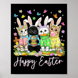 Frohe Ostern süße Katzenliebhaber-Hasen-Ostertag F Poster