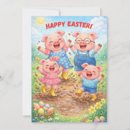 Frohe Ostern Süße Lustige Schweine Frühlingsferien Feiertagskarte