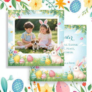 Frohe Ostern Süße Pastell-Familienfoto Feiertagskarte
