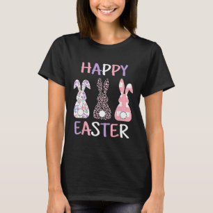 Frohe Ostern Süße Rosa Leopard Karo Blume Hase T-Shirt
