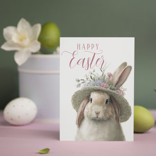 Frohe Ostern Süße Wasserfarbe Florales Häschen Kan Karte
