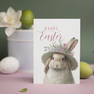 Frohe Ostern Süße Wasserfarbe Florales Häschen Kan Karte