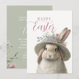 Frohe Ostern Süße Wasserfarbe Florales Häschen Kan Karte