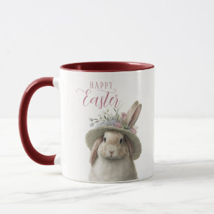Frohe Ostern Süße Wasserfarbe Florales Hase Kaninc Tasse